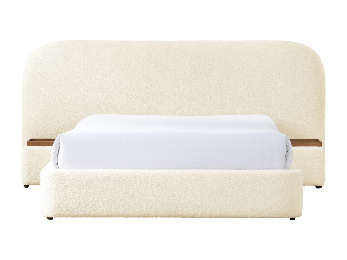 Maison Céphy Bett mit Bettkasten mit Nachttischen + Matratze - 160 x 200 cm - Bouclé-Stoff - Weiß - ESTERIA von Maison Céphy  
