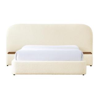 Maison Céphy Bett mit Bettkasten mit Nachttischen + Matratze - 160 x 200 cm - Bouclé-Stoff - Weiß - ESTERIA von Maison Céphy  