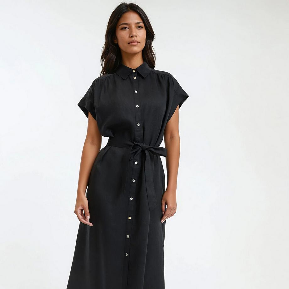 La Redoute Collections Signature Heloïse Abito Corto in Lino a Maniche Corte  