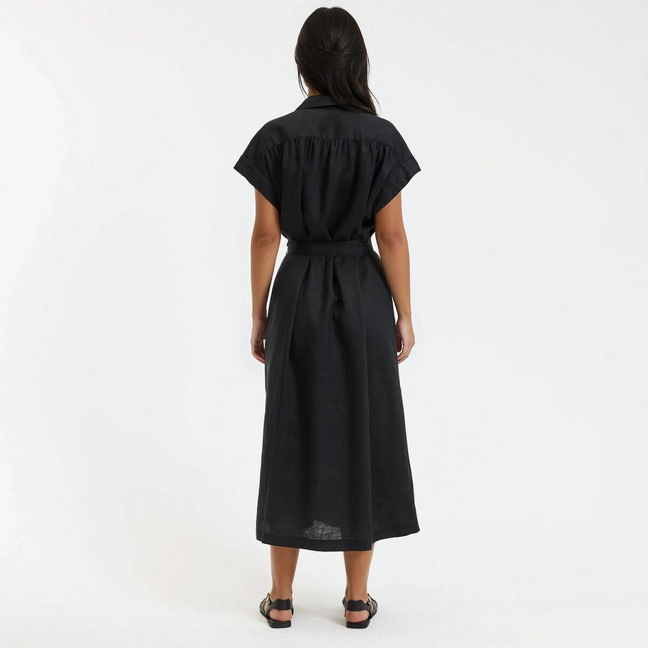 La Redoute Collections Signature Heloïse Abito Corto in Lino a Maniche Corte  