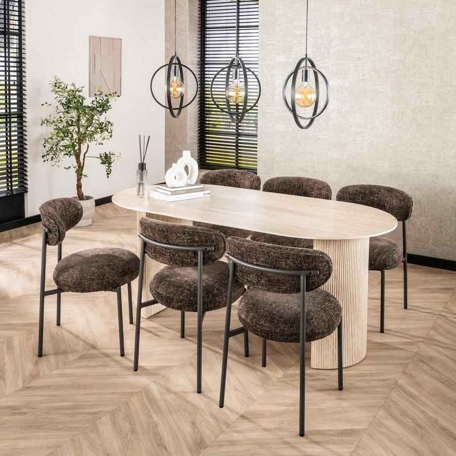 mutoni Sedia da pranzo Round Tissee marrone cargo  