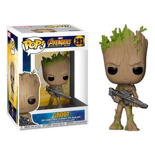 Funko  POP Figur Marvel Avengers Infinity War Teen Groot mit Pistole 