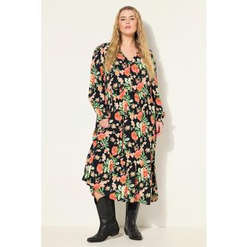 Abito dal taglio svasato e maniche lunghe nero