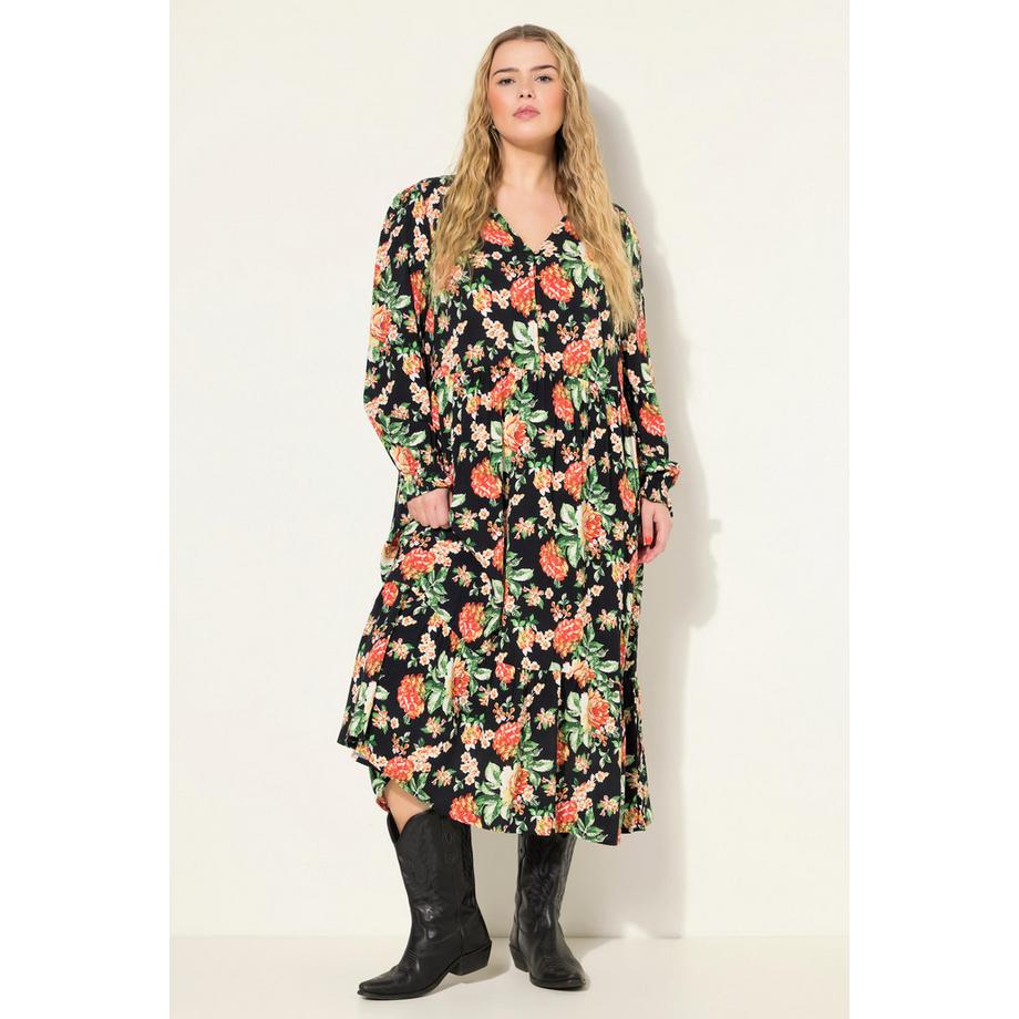 Studio Untold Abito Svasato Maniche Lunghe Stampa Floreale  