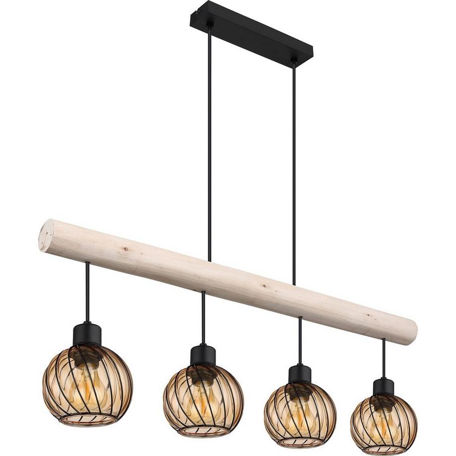 mutoni Lampe à suspension Paulo métal noir mat 4xE27  