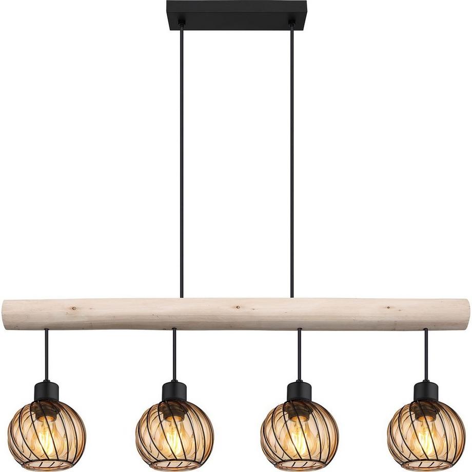 mutoni Lampe à suspension Paulo métal noir mat 4xE27  