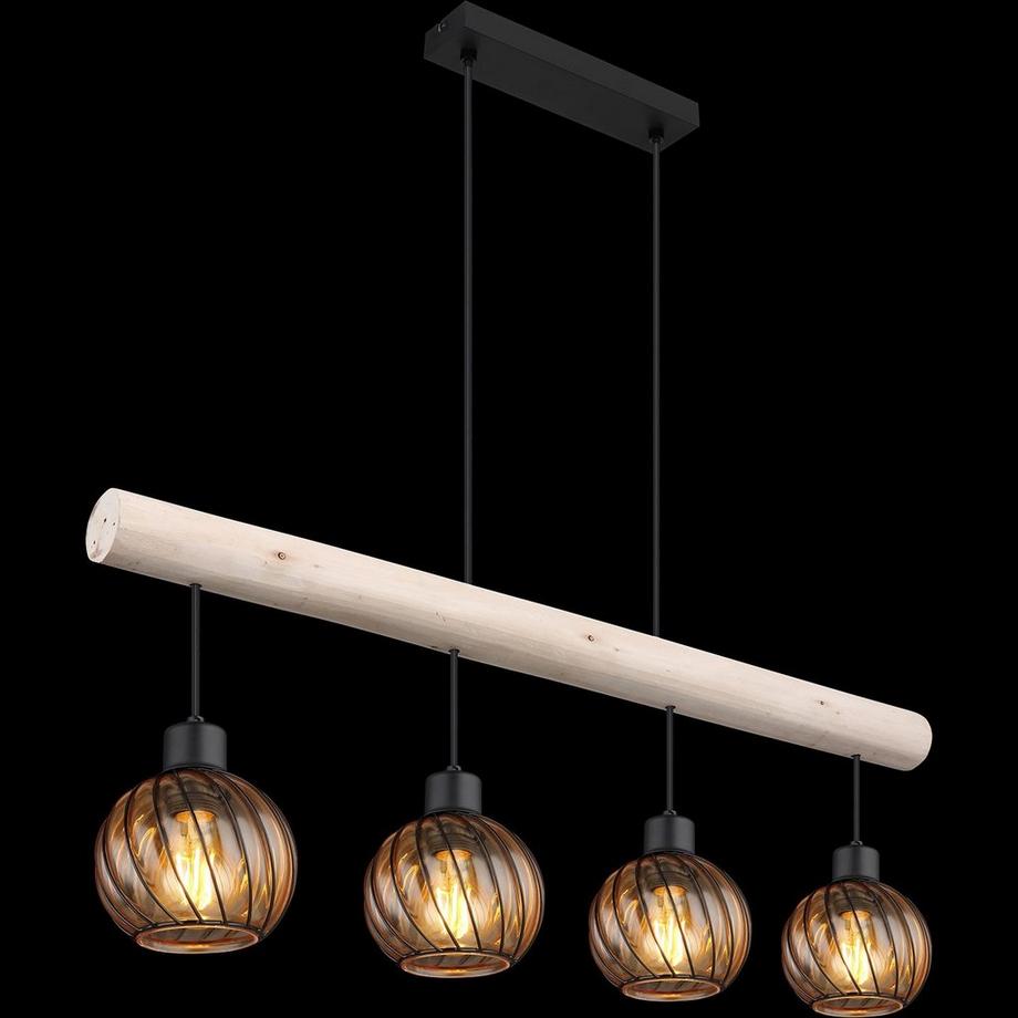 mutoni Lampe à suspension Paulo métal noir mat 4xE27  