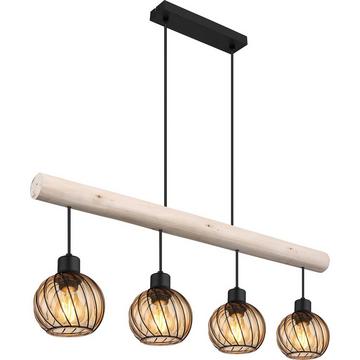 Lampe à suspension Paulo métal noir mat 4xE27