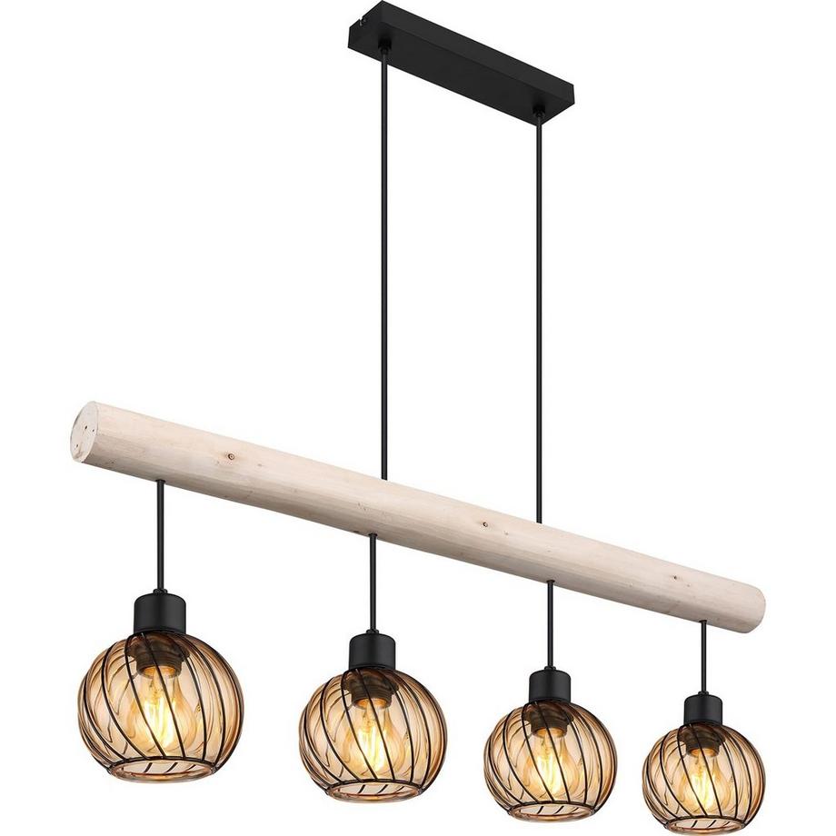 mutoni Lampe à suspension Paulo métal noir mat 4xE27  