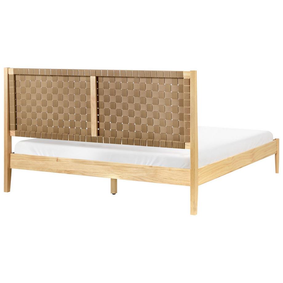 Beliani Lit avec sommier en Bois de pin Minimaliste BRUNEMONT  