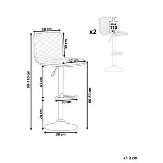 Beliani Lot de 2 chaises de bar en Tissu Traditionnel ORLANDO  