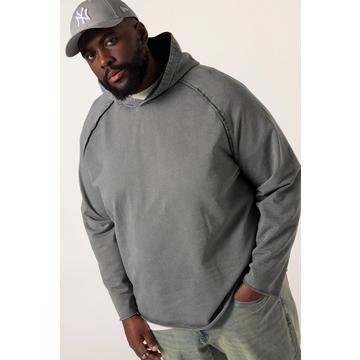 Maglia con cappuccio, orli non rifiniti e look vintage grigio