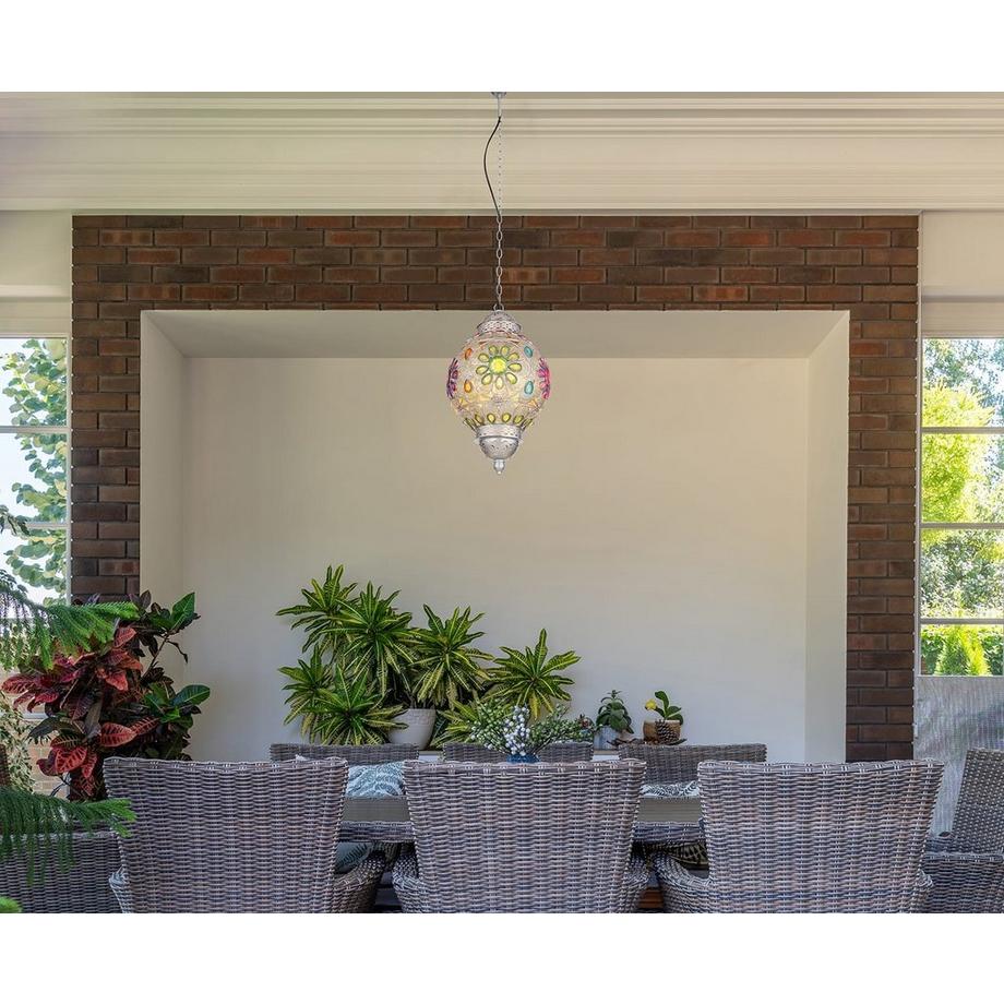 mutoni Lampe à suspension Gelasius métal gris argent 1xE27  