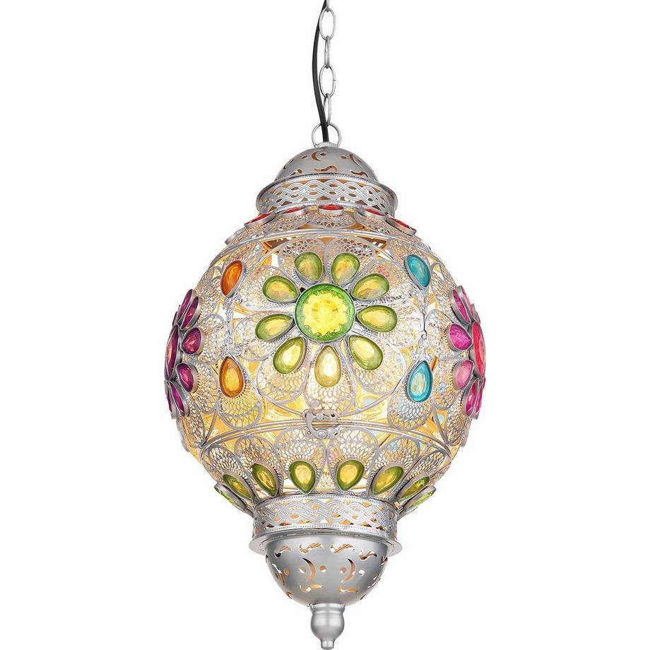 mutoni Lampe à suspension Gelasius métal gris argent 1xE27  