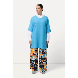 Ulla Popken  Pull, côtés ouverts, oversized, col rond, manches 3/4 