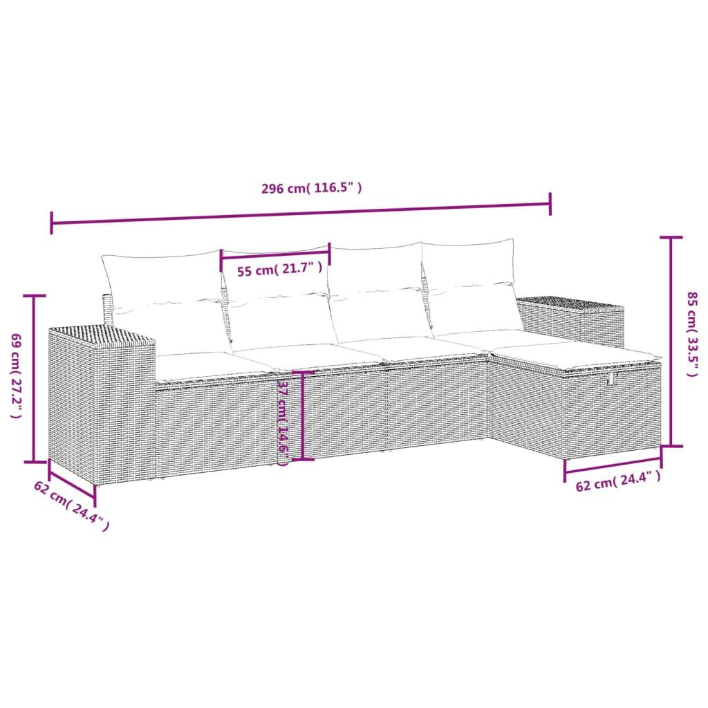 VidaXL set divano da giardino Polirattan  