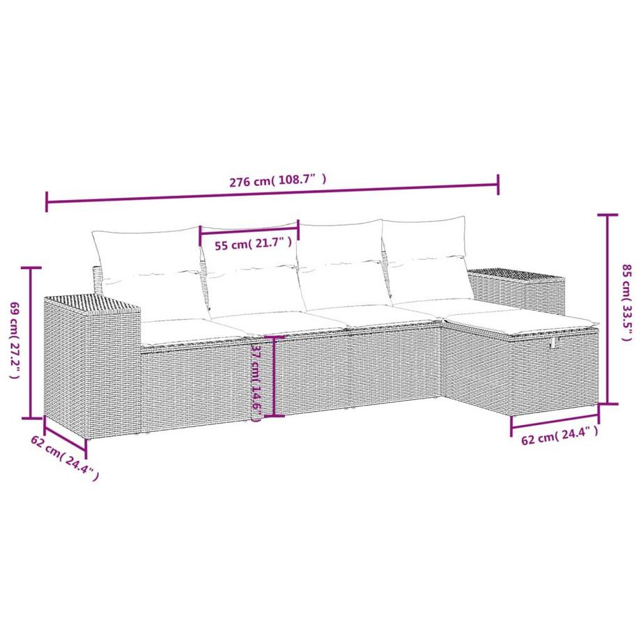 VidaXL Ensemble de canapés de jardin rotin synthétique  