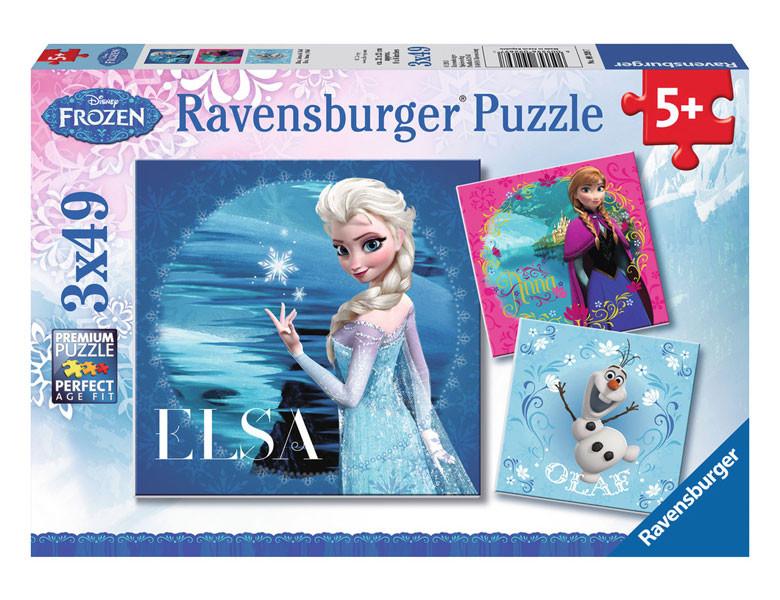 Image of puzzel Disney Frozen Elsa, Anna & Olaf - 3x 49 stukjes