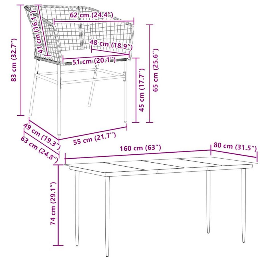 VidaXL Garten essgruppe poly-rattan  