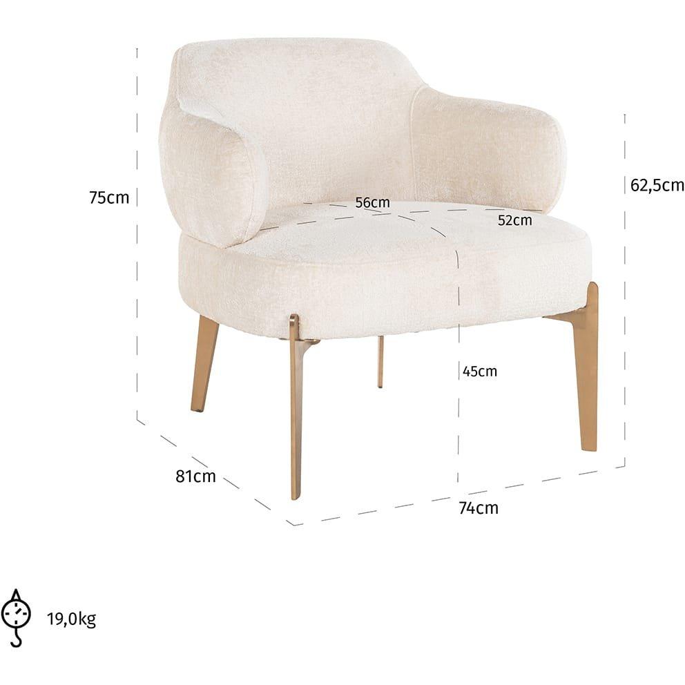 mutoni Fauteuil Venus blanc brossé or  