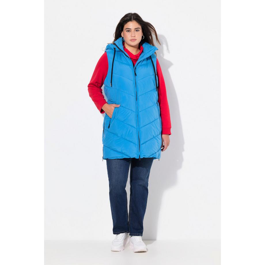 Ulla Popken Gilet Lungo Trapuntato Idrorepellente con Zip a Doppio Cursore  