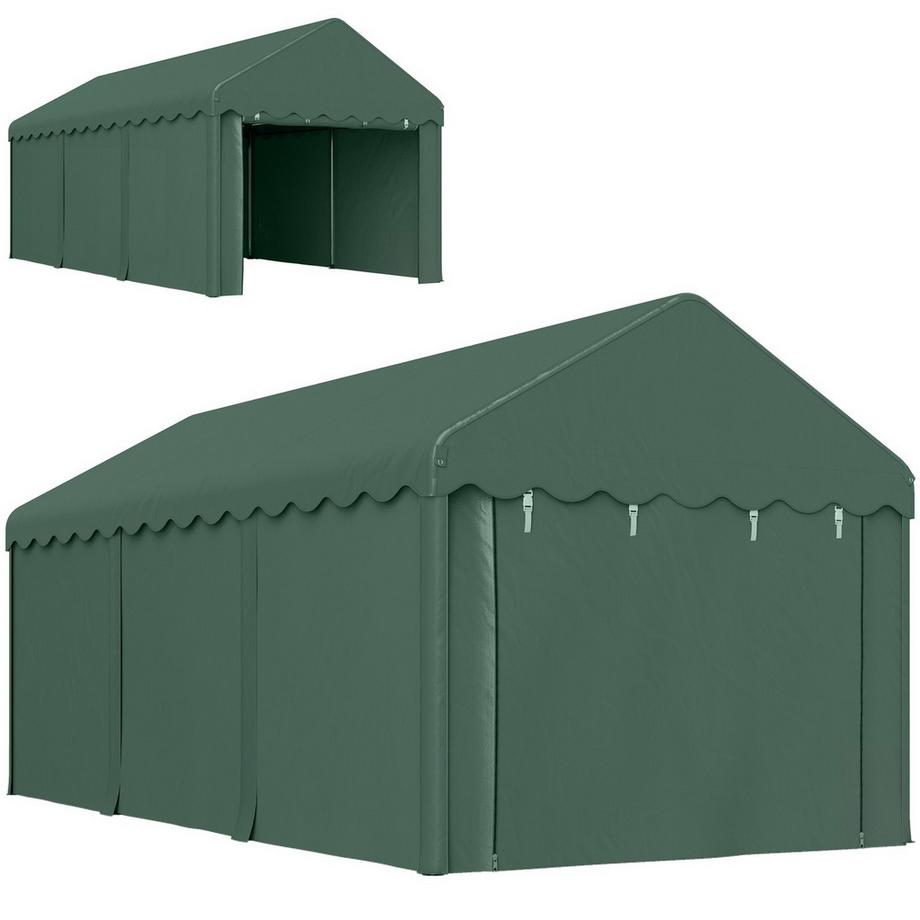 Northio Abri de voiture 3x6 m, tente de garage avec portes roulantes, toit, parois latérales amovibles, résistant aux UV, imperméable, tente de garage, tente de stockage, tente de pâturage, auvent de garage pour voiture, camion, SUV, bateau, vert  