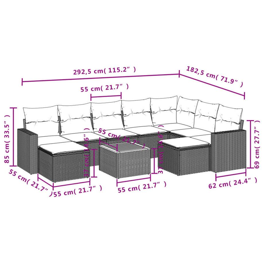VidaXL Garten sofagarnitur poly-rattan  