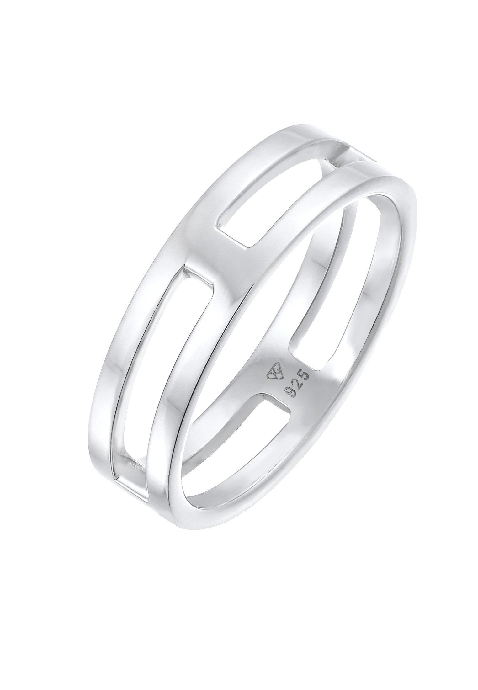 Kuzzoi  Bague Herren Bandring Steg Massiv 925 Silber 