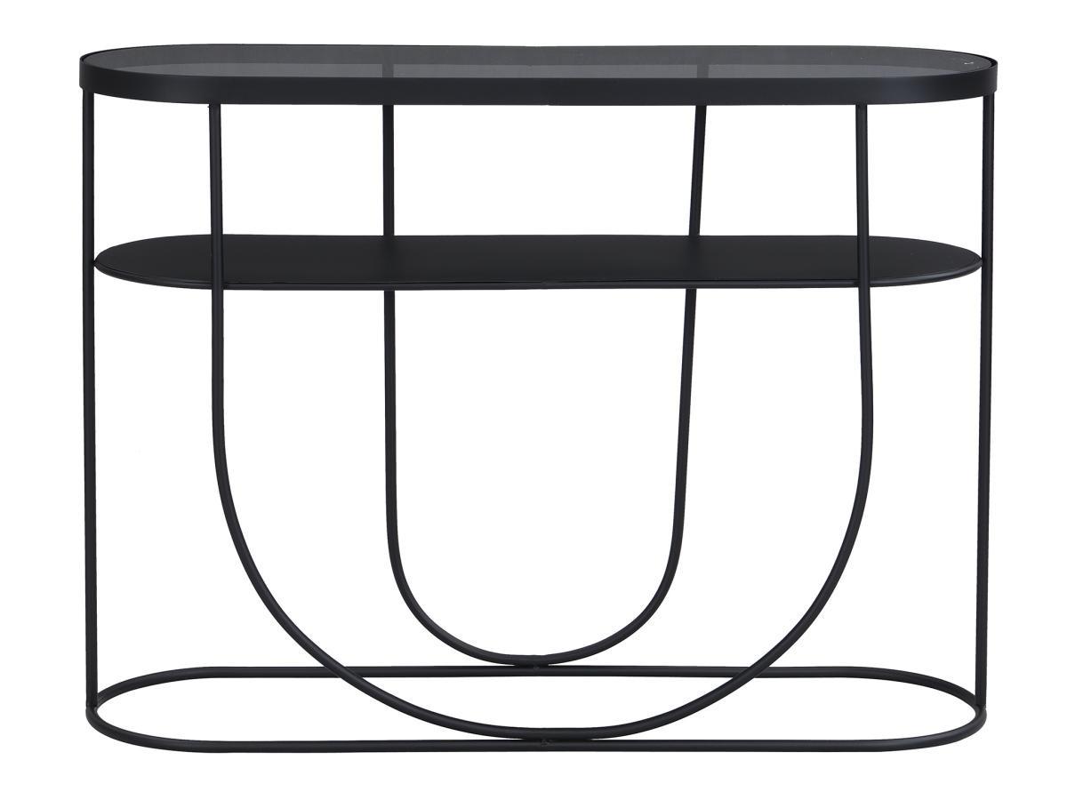 Vente-unique  Console avec 1 étagère en métal et verre fumé - Noir et Transparent - PRETORIA 