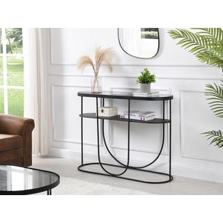 Vente-unique  Console avec 1 étagère en métal et verre fumé - Noir et Transparent - PRETORIA 