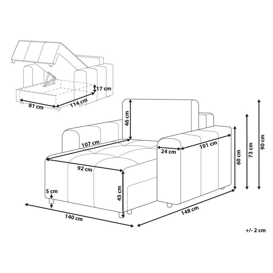 Beliani Chaiselongue aus Stoff Modern INNVIK  