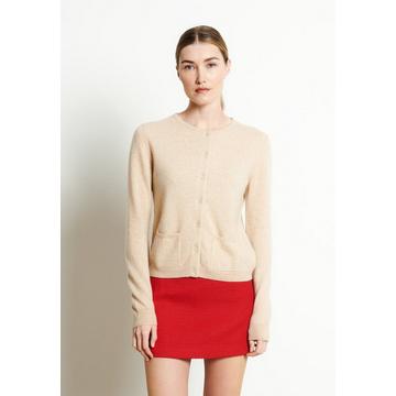 LILLY 4 Strickjacke mit tailliertem Rundhalsausschnitt - 100% Kaschmir