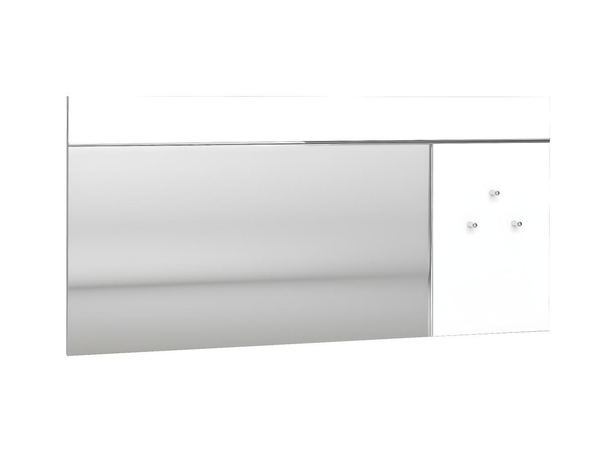 Image of Wandspiegel mit 3 Kleiderhaken - 120 x 60 cm - Weiß - NIKLOS Wandspiegel mit 3 Kleiderhaken - 120 x 60 cm - Weiß - NIKLOS