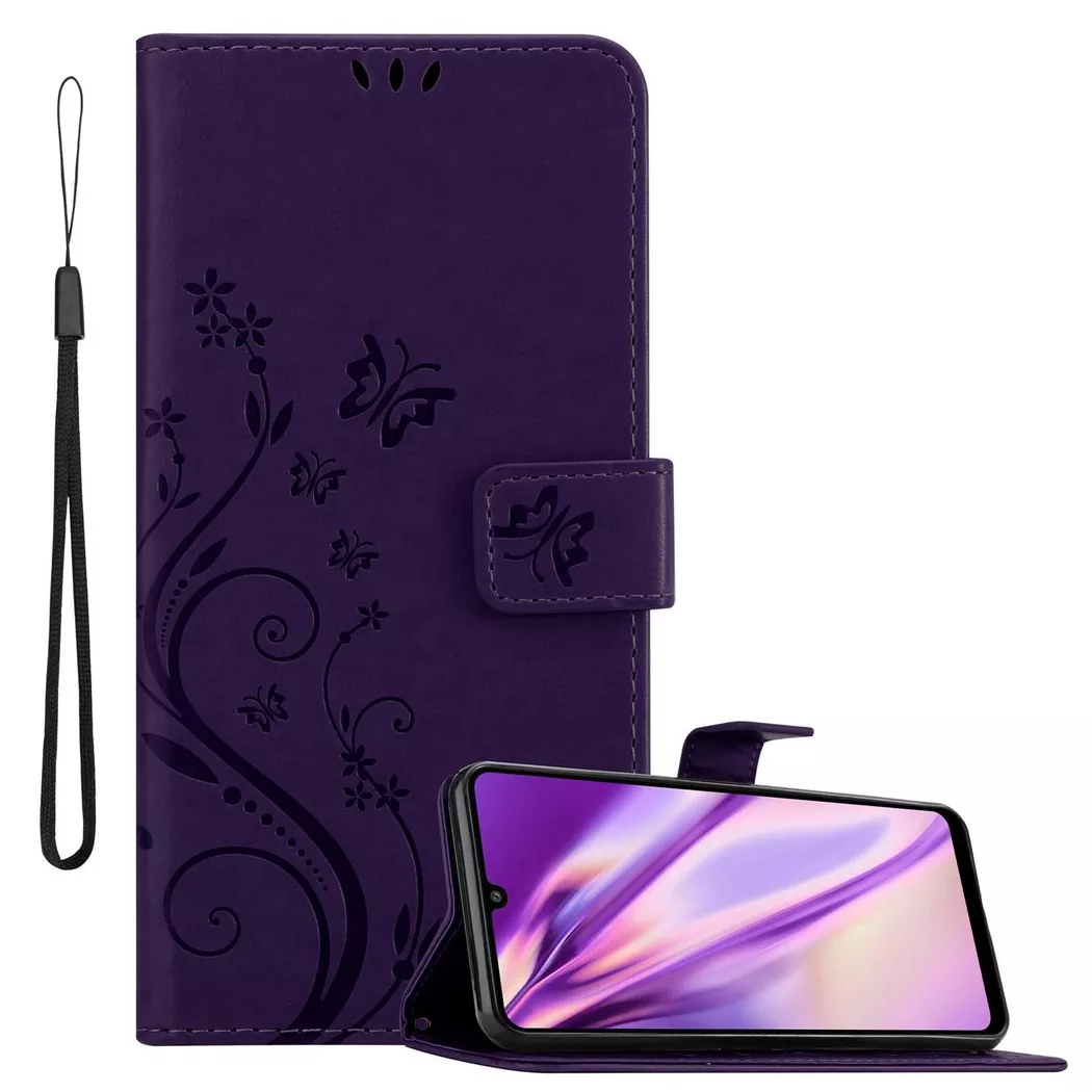 Cadorabo - Hülle für Samsung Galaxy A32 4G Blumen Design Magnetverschluss, Lila