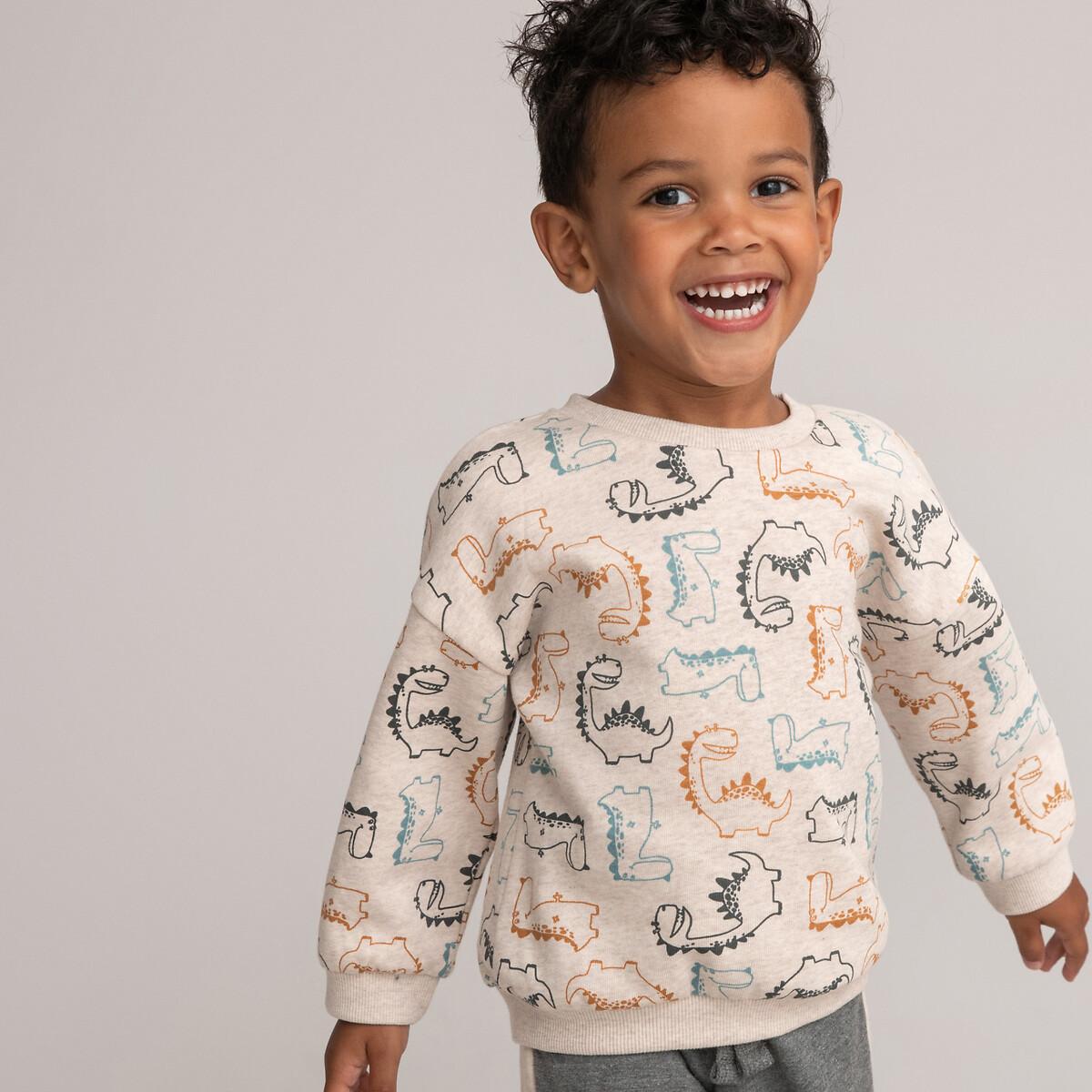 Image of Sweatshirt Mit Rundhals Und Dino-print Unisex Beige 102