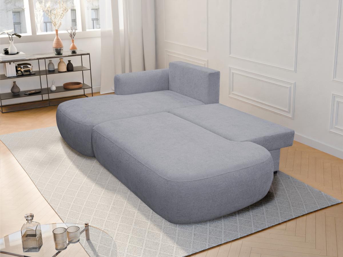 Maison Céphy Canapé d'angle gauche convertible en tissu texturé gris BROCARO de Maison Céphy  