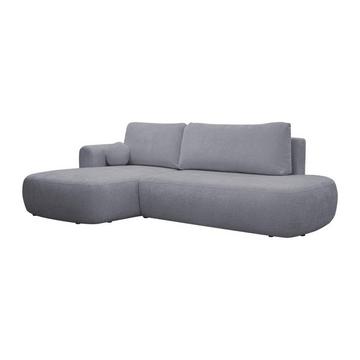 Canapé d'angle gauche convertible en tissu texturé gris BROCARO de Maison Céphy