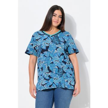 T-Shirt, Blätter, A-Linie, V-Ausschnitt, Flügel-Halbarm