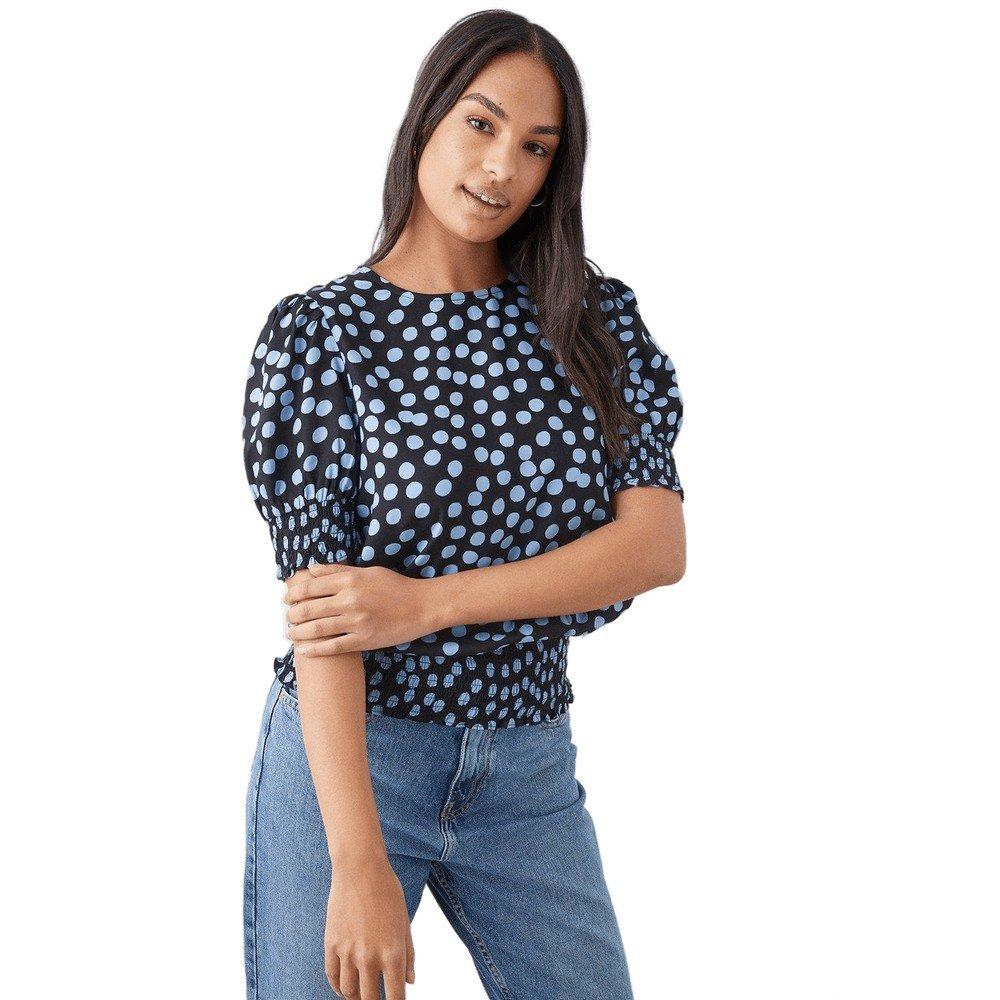 Image of Bluse Geraffter Saum Damen Schwarz 34