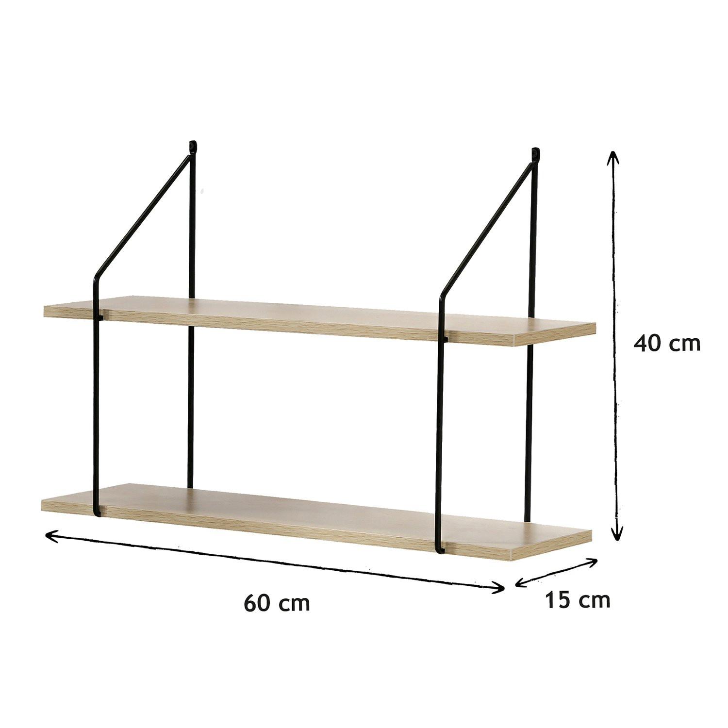 Calicosy Étagère Murale 2 Niveaux décor Bois L60 cm  