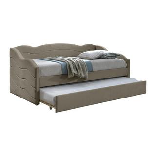 Vente-unique Letto divano a scomparsa 2 x 90 x 190 cm Velluto Beige + Materasso - LENVIA  