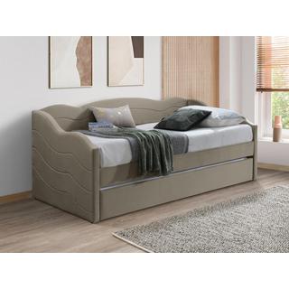 Vente-unique Letto divano a scomparsa 2 x 90 x 190 cm Velluto Beige + Materasso - LENVIA  