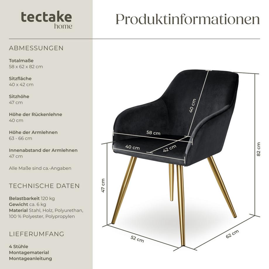 Tectake Chaise MARILYN rembourrée aspect velours  
