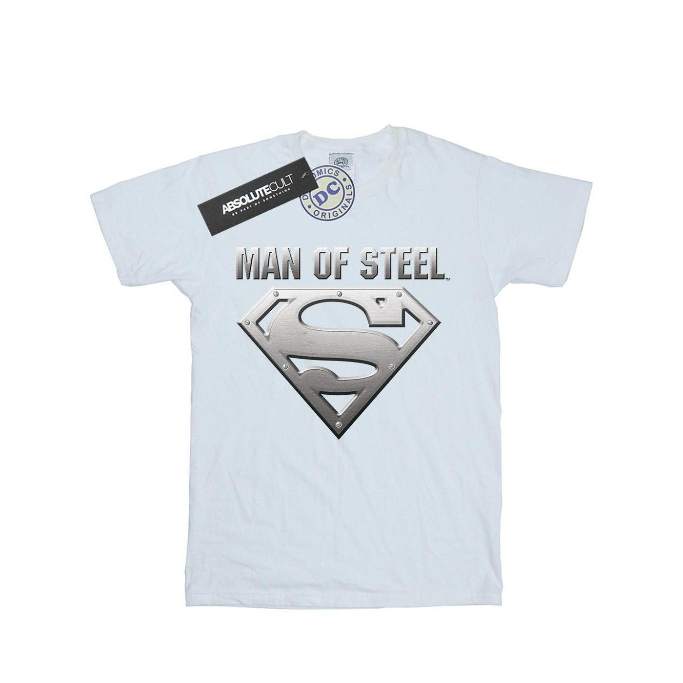 Image of Superman Man Of Steel Shield Tshirt Damen Weiss XXL
