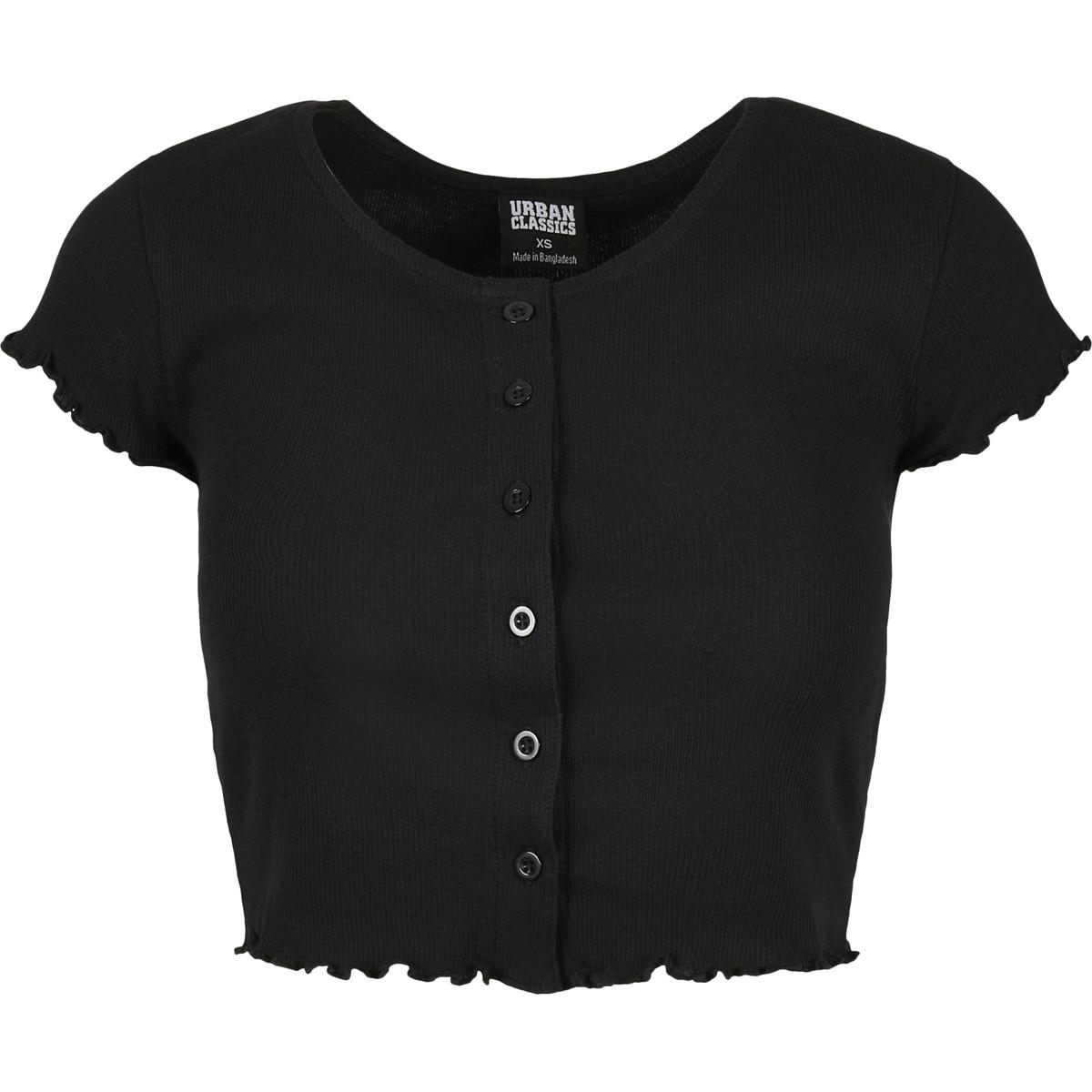 URBAN CLASSICS  t-shirt cropped button up rib-grandes tailles 