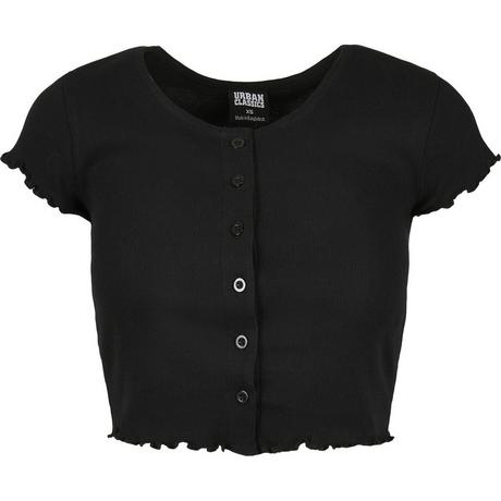 URBAN CLASSICS  t-shirt cropped button up rib-grandes tailles 