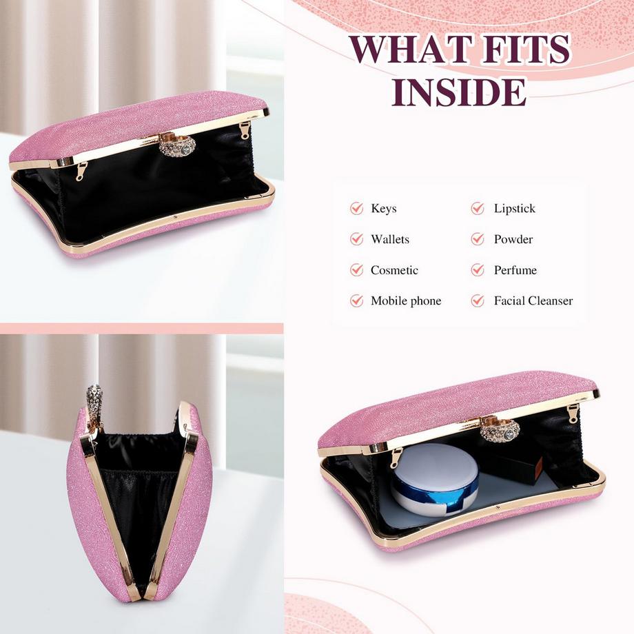 Only-bags.store Pailletten Strass Abend Clutch Tasche mit Kette  