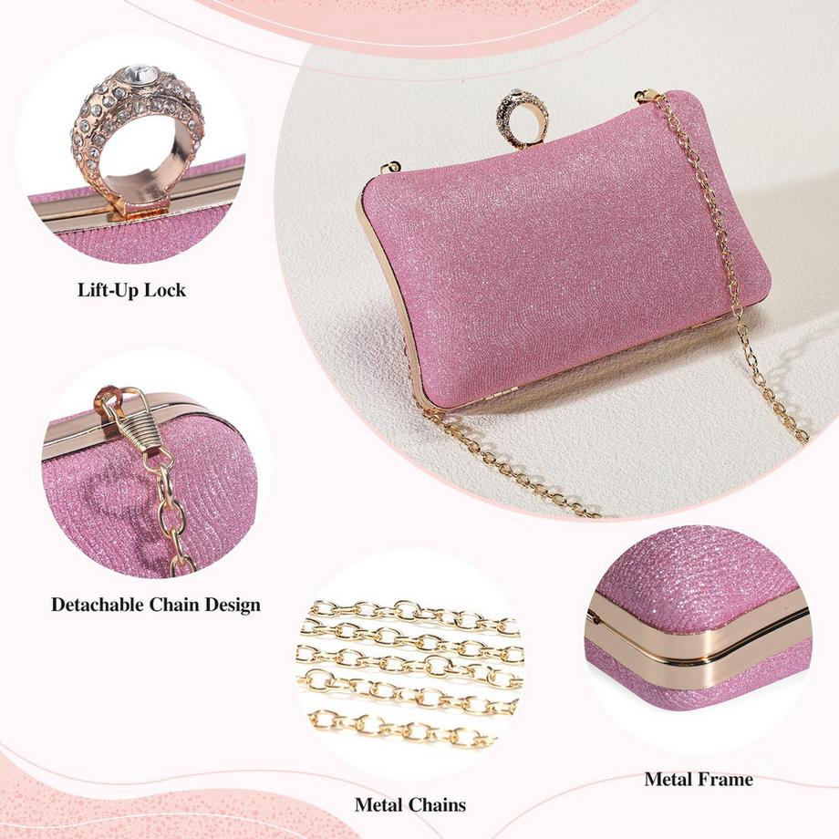 Only-bags.store Pailletten Strass Abend Clutch Tasche mit Kette  