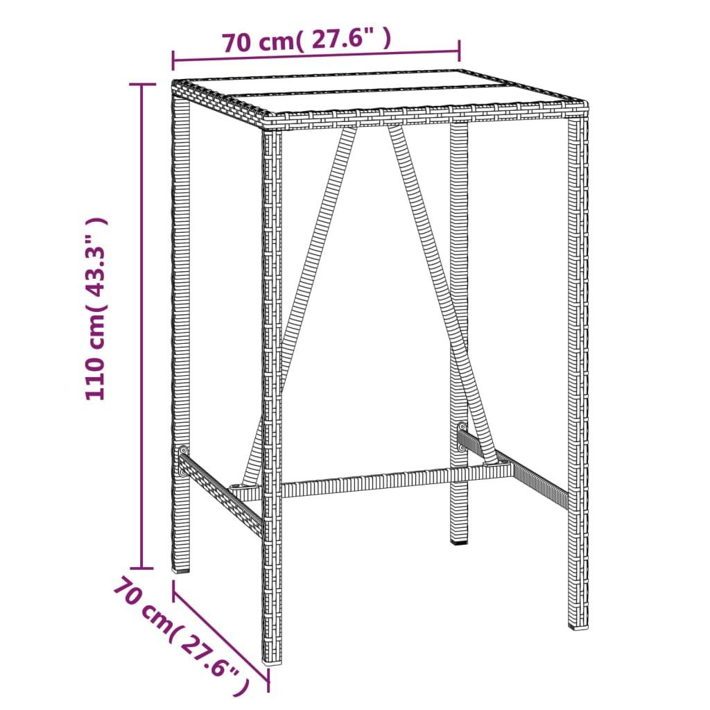 VidaXL Bartisch mit glasplatte poly-rattan  