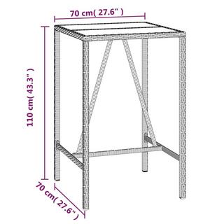 VidaXL Table de bar avec dessus en verre rotin synthétique  